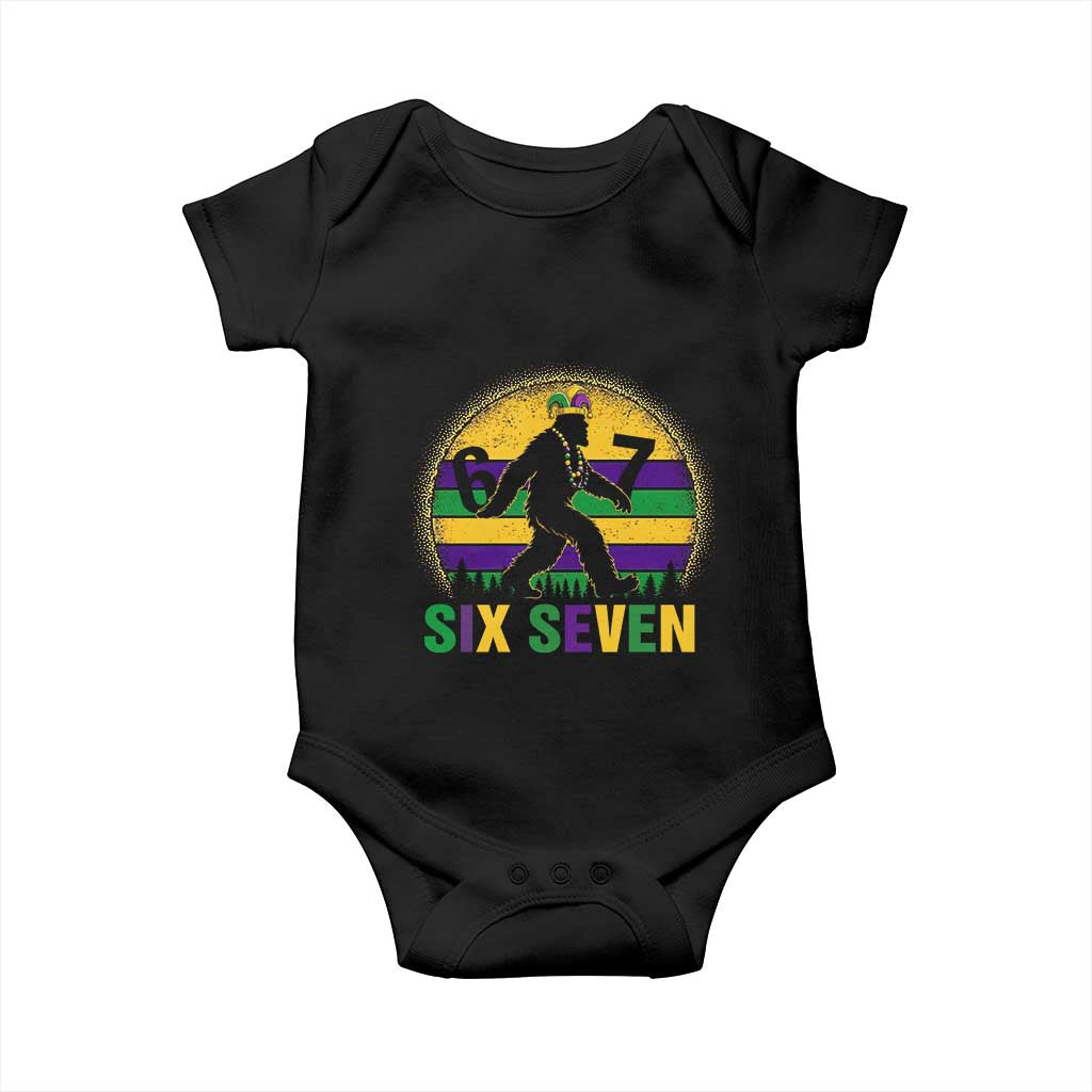 Funny Mardi Gras Bigfoot Baby Onesie Six Seven Meme TS12 Black Print Your Wear