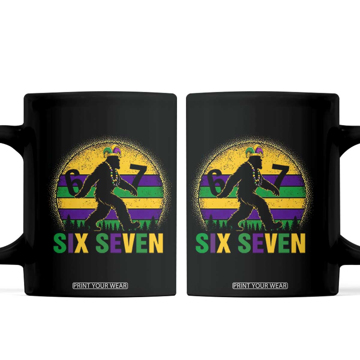 Funny Mardi Gras Bigfoot Coffee Mug Six Seven Meme TS12 Black Print Your Wear