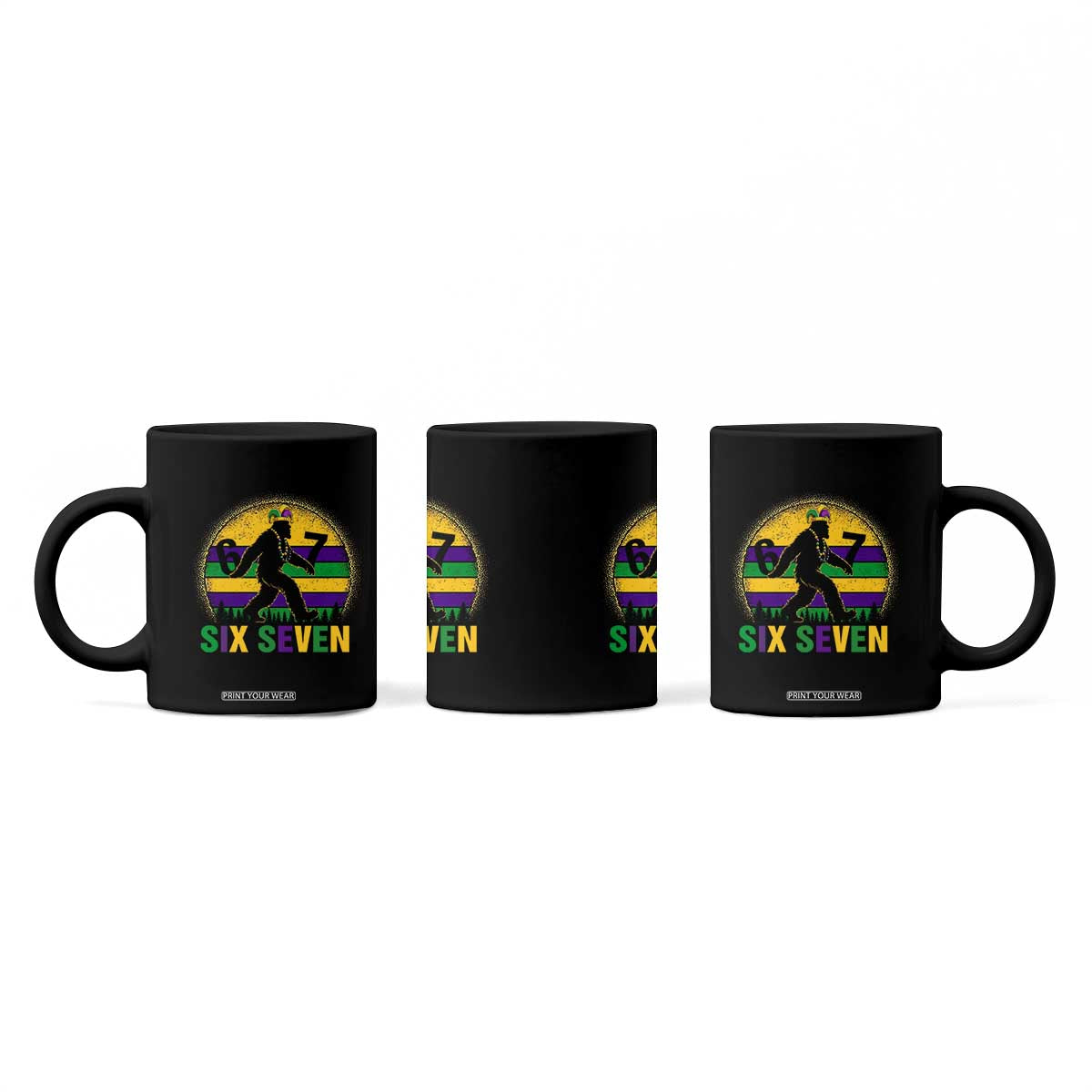 Funny Mardi Gras Bigfoot Coffee Mug Six Seven Meme TS12 Print Your Wear