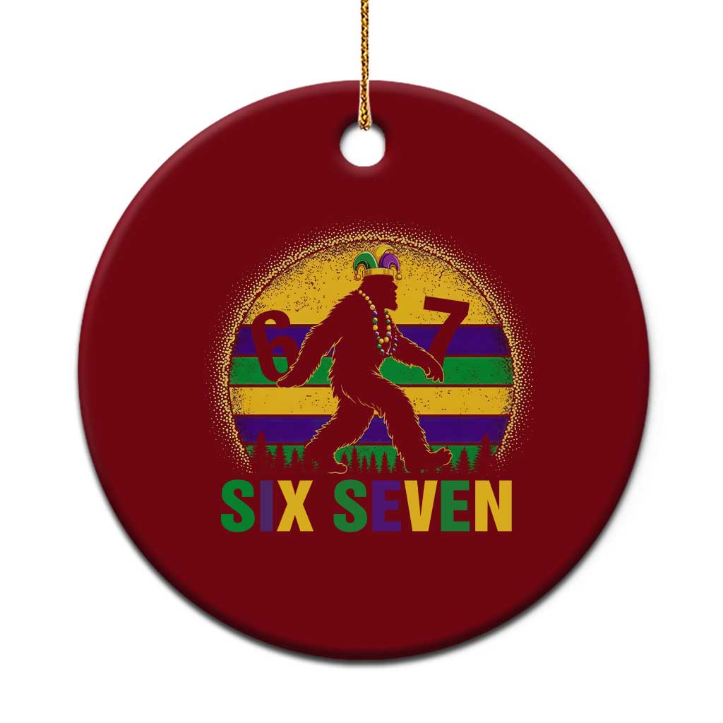 Funny Mardi Gras Bigfoot Ceramic Ornament Six Seven Meme TS12 1pc Red Print Your Wear