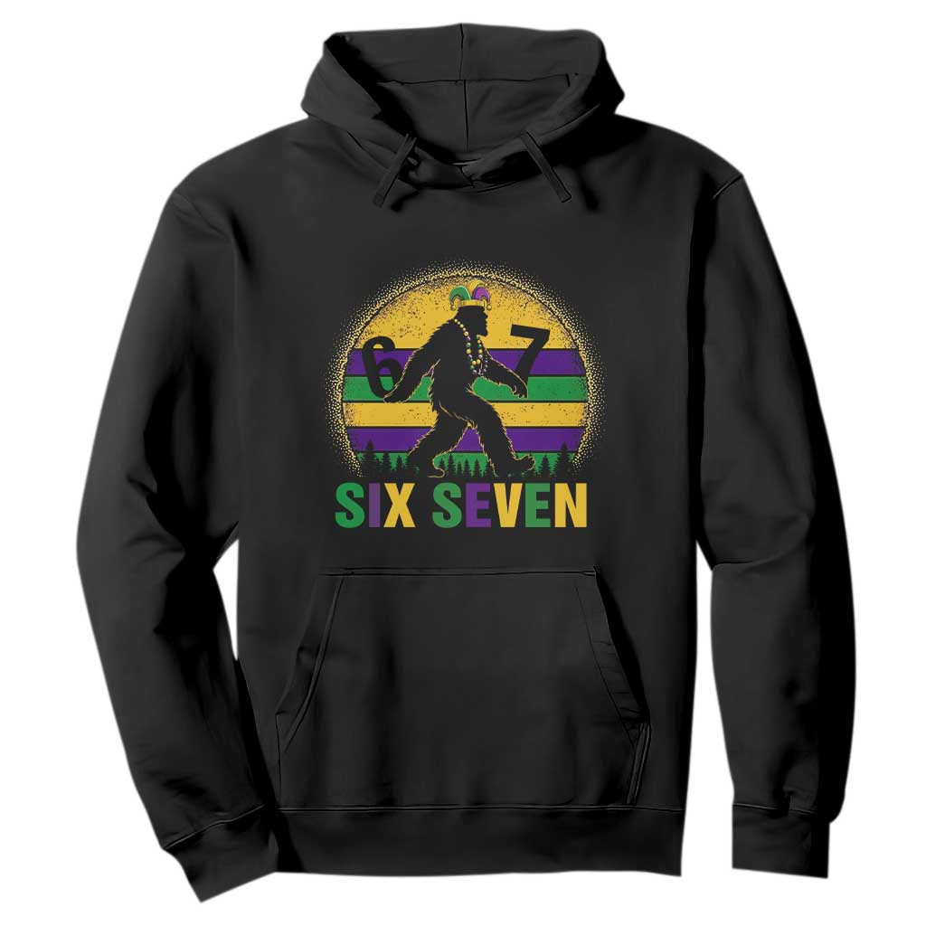 Funny Mardi Gras Bigfoot Hoodie Six Seven Meme TS12 Black Print Your Wear