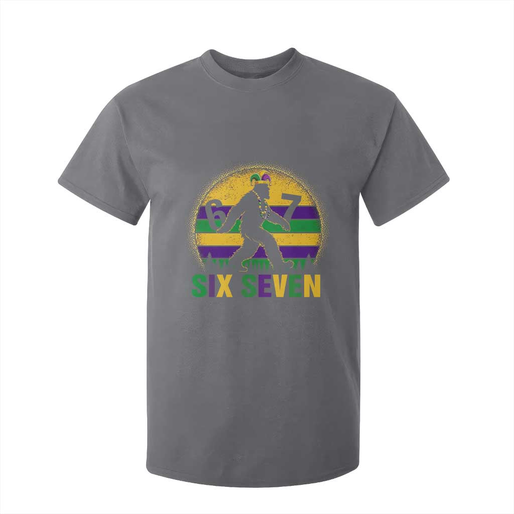 Funny Mardi Gras Bigfoot T Shirt For Kid Six Seven Meme TS12 Charcoal Print Your Wear