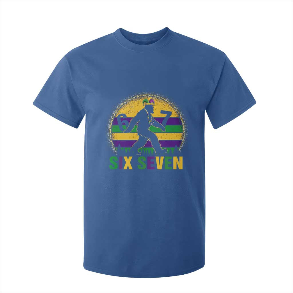 Funny Mardi Gras Bigfoot T Shirt For Kid Six Seven Meme TS12 Royal Blue Print Your Wear