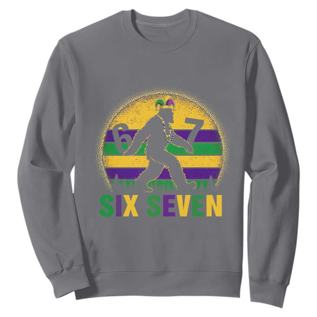 Funny Mardi Gras Bigfoot Sweatshirt Six Seven Meme TS12 Charcoal Print Your Wear