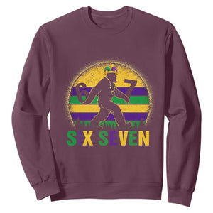 Funny Mardi Gras Bigfoot Sweatshirt Six Seven Meme TS12 Maroon Print Your Wear