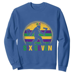 Funny Mardi Gras Bigfoot Sweatshirt Six Seven Meme TS12 Royal Blue Print Your Wear