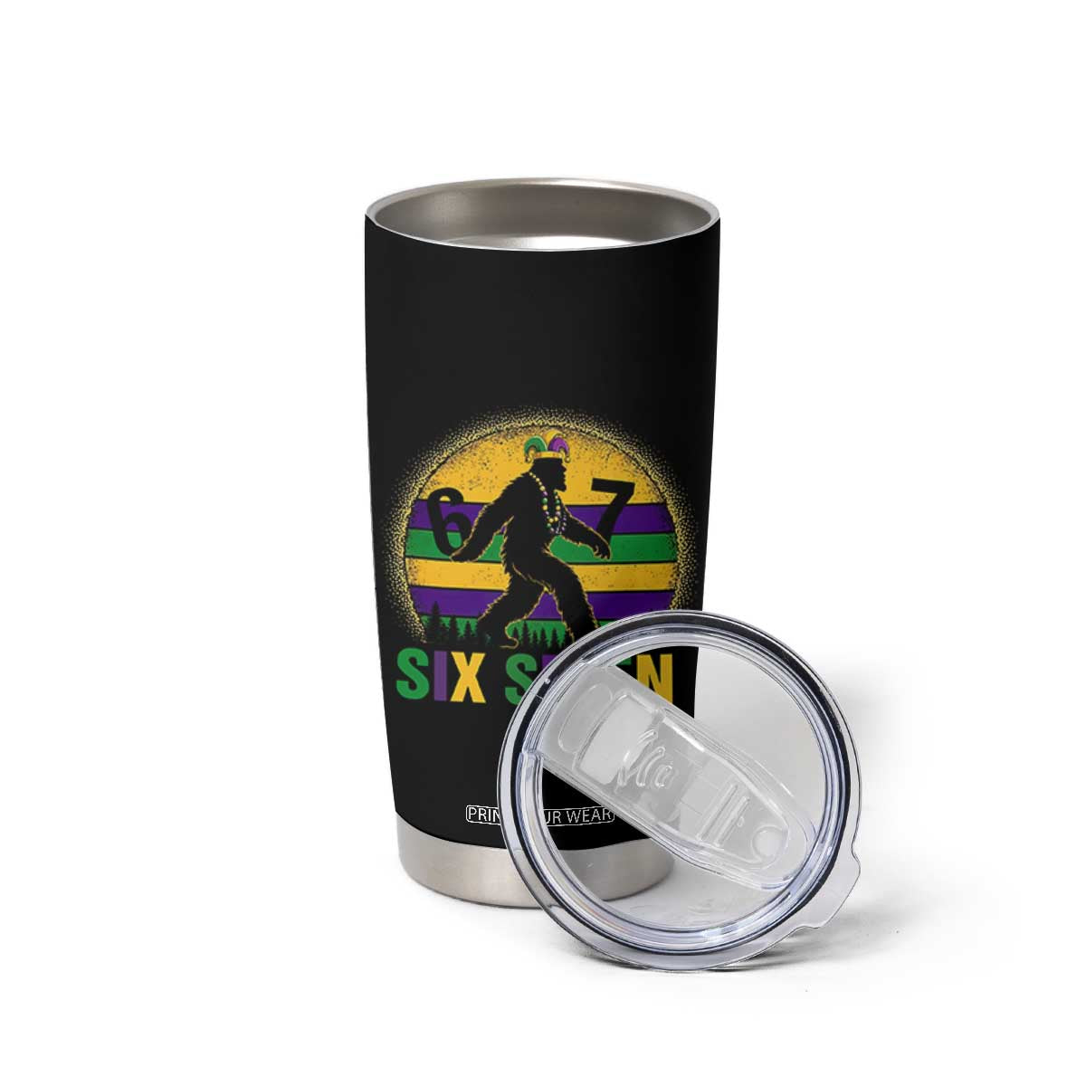 Funny Mardi Gras Bigfoot Tumbler Cup Six Seven Meme TS12 Print Your Wear