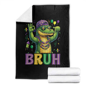 Mardi Gras Mardigator Alligator Six Seven Bruh Meme Throw Blanket TS12 Black Print Your Wear