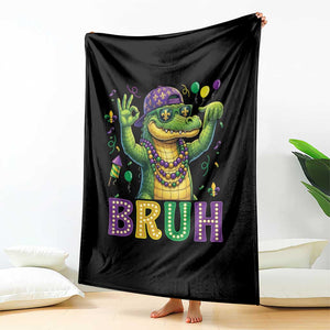 Mardi Gras Mardigator Alligator Six Seven Bruh Meme Throw Blanket TS12 Print Your Wear