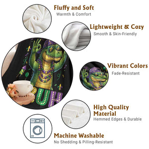 Mardi Gras Mardigator Alligator Six Seven Bruh Meme Throw Blanket TS12 Print Your Wear