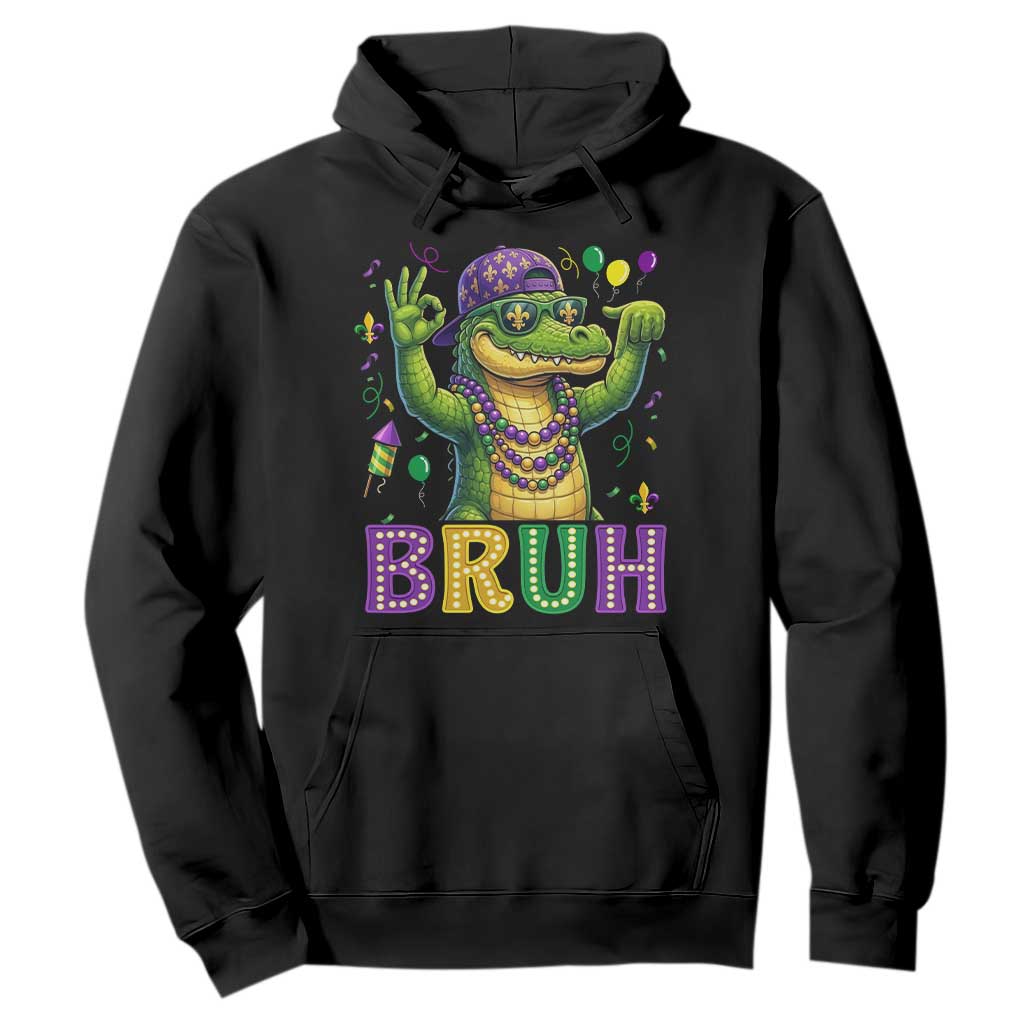 Mardi Gras Mardigator Alligator Six Seven Bruh Meme Hoodie TS12 Black Print Your Wear