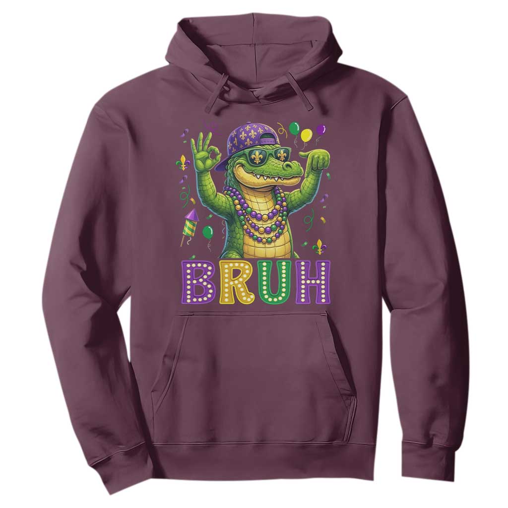 Mardi Gras Mardigator Alligator Six Seven Bruh Meme Hoodie TS12 Maroon Print Your Wear