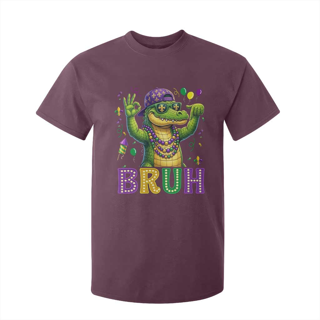 Mardi Gras Mardigator Alligator Six Seven Bruh Meme T Shirt For Kid TS12 Maroon Print Your Wear