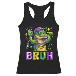 Mardi Gras Mardigator Alligator Six Seven Bruh Meme Racerback Tank Top TS12 Black Print Your Wear
