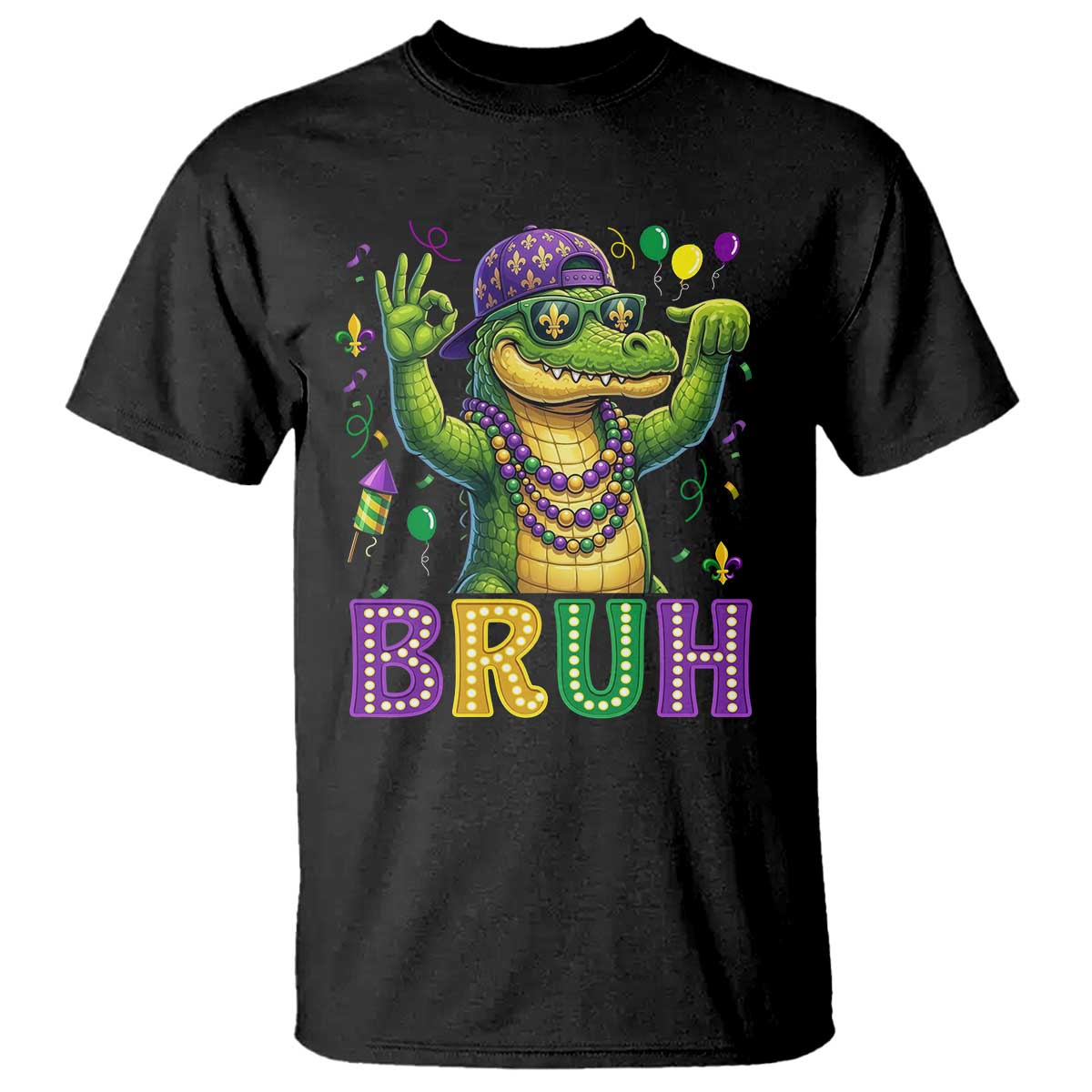 Mardi Gras Mardigator Alligator Six Seven Bruh Meme T Shirt TS12 Black Print Your Wear
