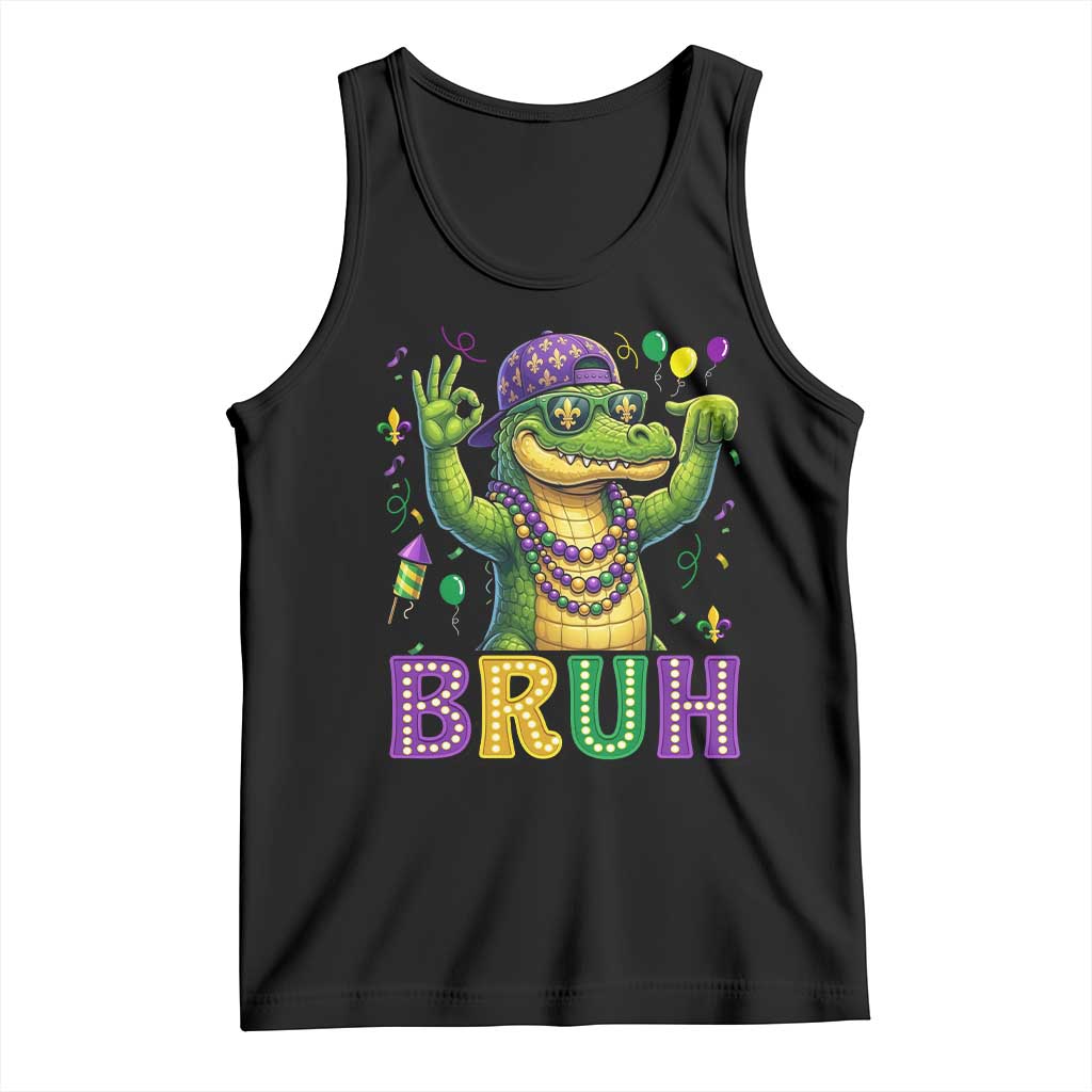 Mardi Gras Mardigator Alligator Six Seven Bruh Meme Tank Top TS12 Black Print Your Wear