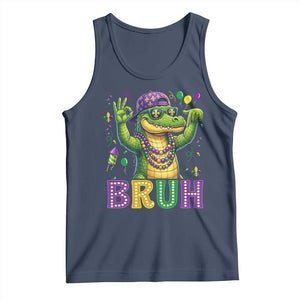 Mardi Gras Mardigator Alligator Six Seven Bruh Meme Tank Top TS12 Navy Print Your Wear