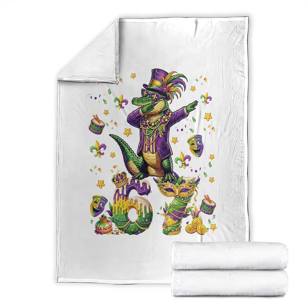 Funny Mardigator Alligator Six Seven Meme Throw Blanket Mardi Gras Gifts TS12 White Print Your Wear