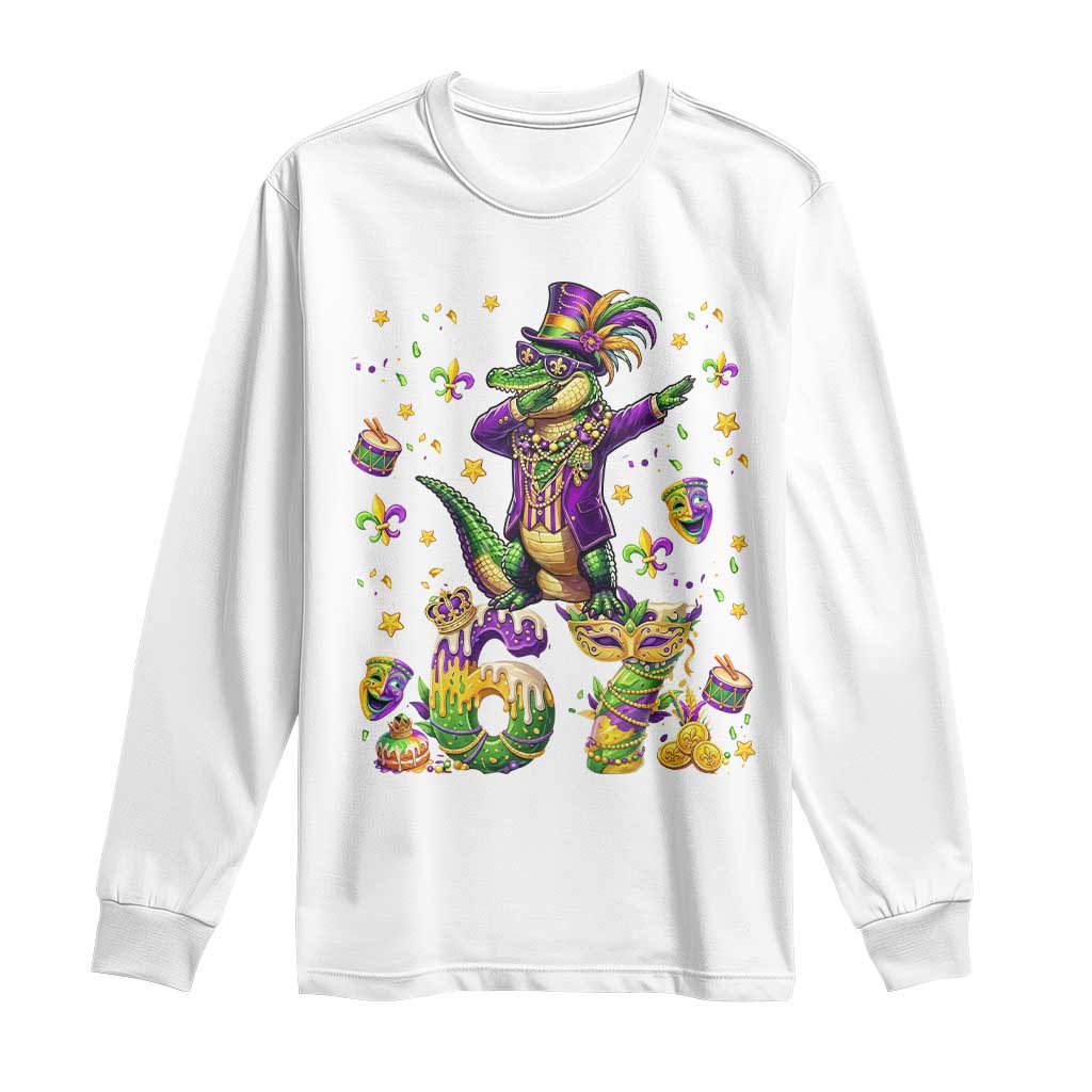 Funny Mardigator Alligator Six Seven Meme Long Sleeve Shirt Mardi Gras Gifts TS12 White Print Your Wear