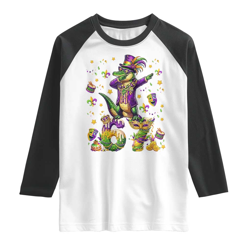 Funny Mardigator Alligator Six Seven Meme Raglan Shirt Mardi Gras Gifts TS12 White Black Print Your Wear