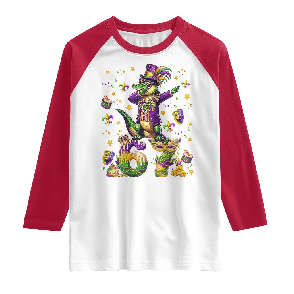 Funny Mardigator Alligator Six Seven Meme Raglan Shirt Mardi Gras Gifts TS12 White Red Print Your Wear