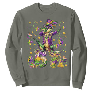 Funny Mardigator Alligator Six Seven Meme Sweatshirt Mardi Gras Gifts TS12 Military Green Print Your Wear