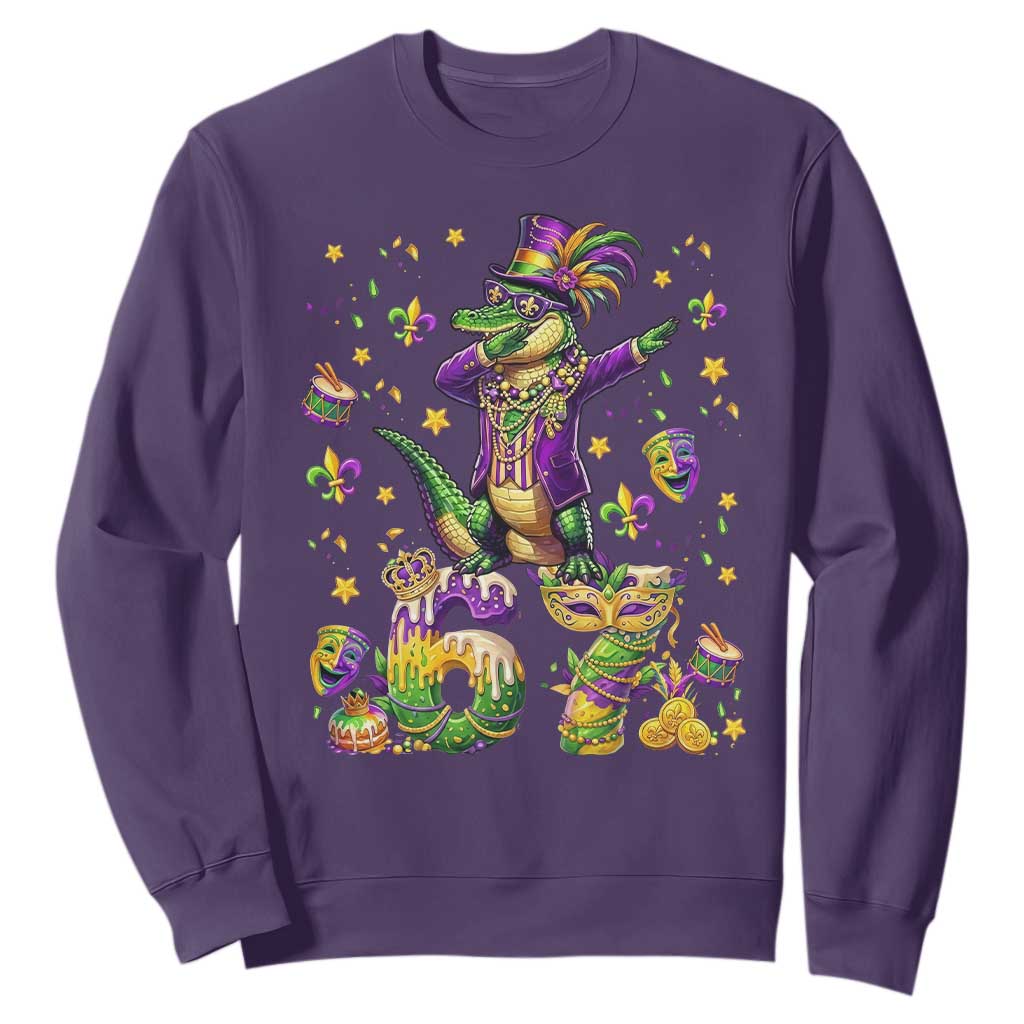 Funny Mardigator Alligator Six Seven Meme Sweatshirt Mardi Gras Gifts TS12 Purple Print Your Wear
