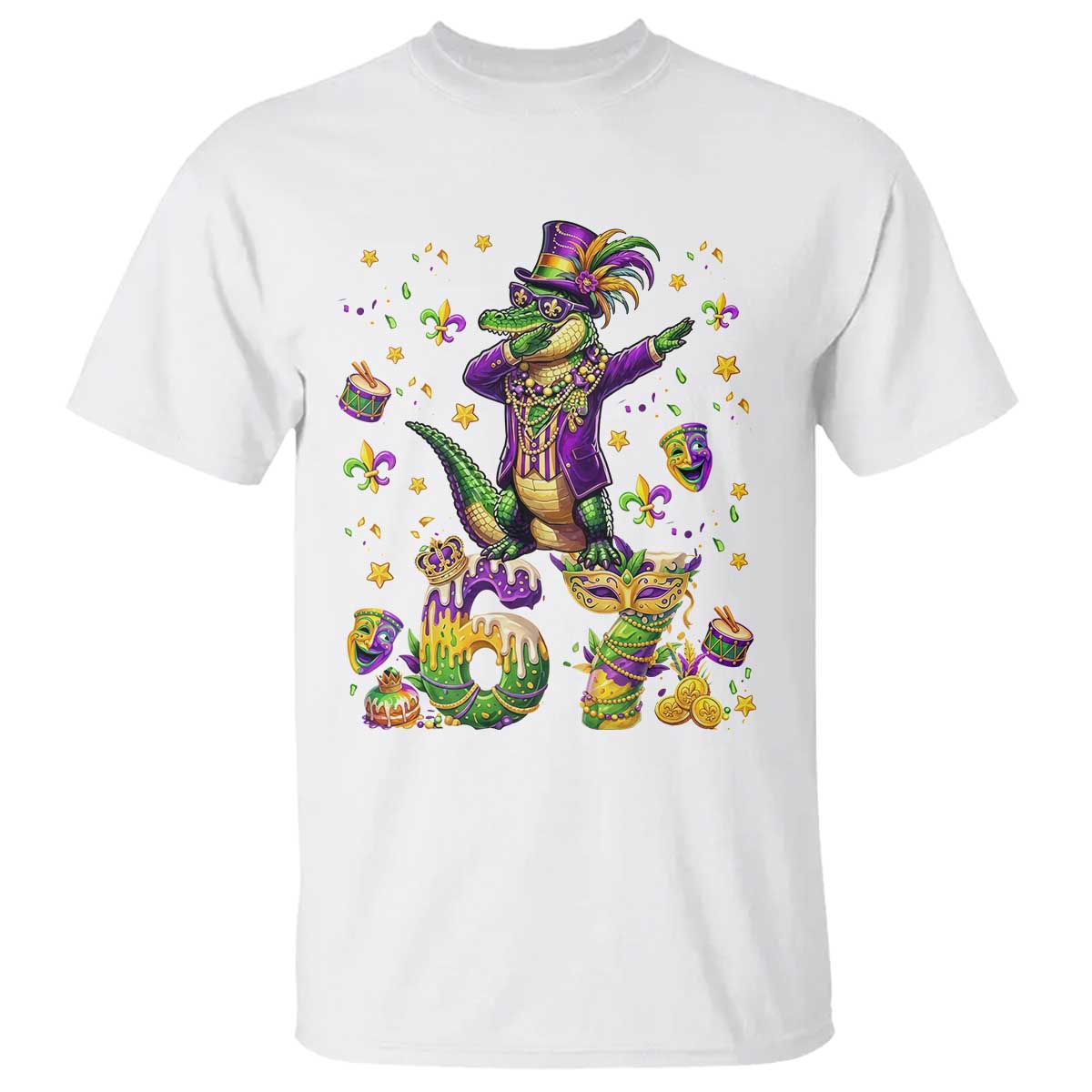 Funny Mardigator Alligator Six Seven Meme T Shirt Mardi Gras Gifts TS12 White Print Your Wear
