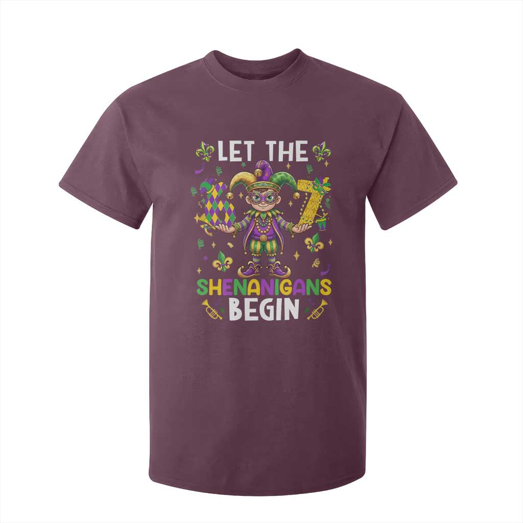 Let The 67 Shenanigans Begin T Shirt For Kid Six Seven Meme Mardi Gras TS12 Maroon Print Your Wear