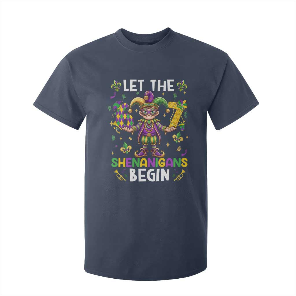 Let The 67 Shenanigans Begin T Shirt For Kid Six Seven Meme Mardi Gras TS12 Navy Print Your Wear