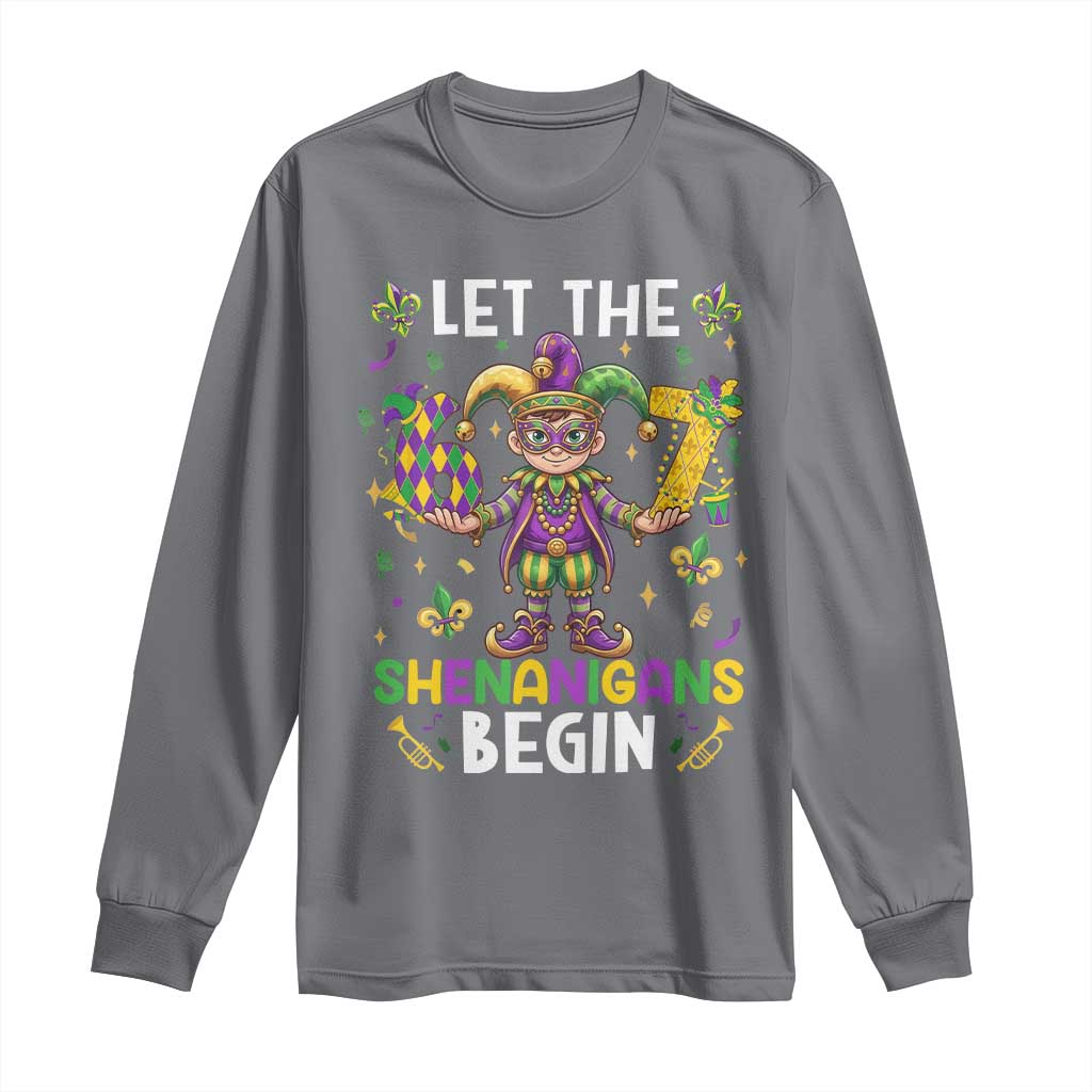 Let The 67 Shenanigans Begin Long Sleeve Shirt Six Seven Meme Mardi Gras TS12 Charcoal Print Your Wear