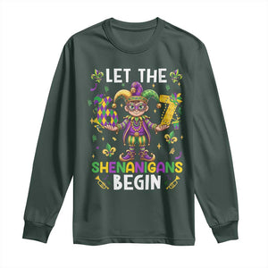 Let The 67 Shenanigans Begin Long Sleeve Shirt Six Seven Meme Mardi Gras TS12 Dark Forest Green Print Your Wear