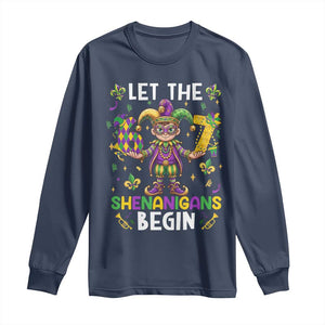 Let The 67 Shenanigans Begin Long Sleeve Shirt Six Seven Meme Mardi Gras TS12 Navy Print Your Wear