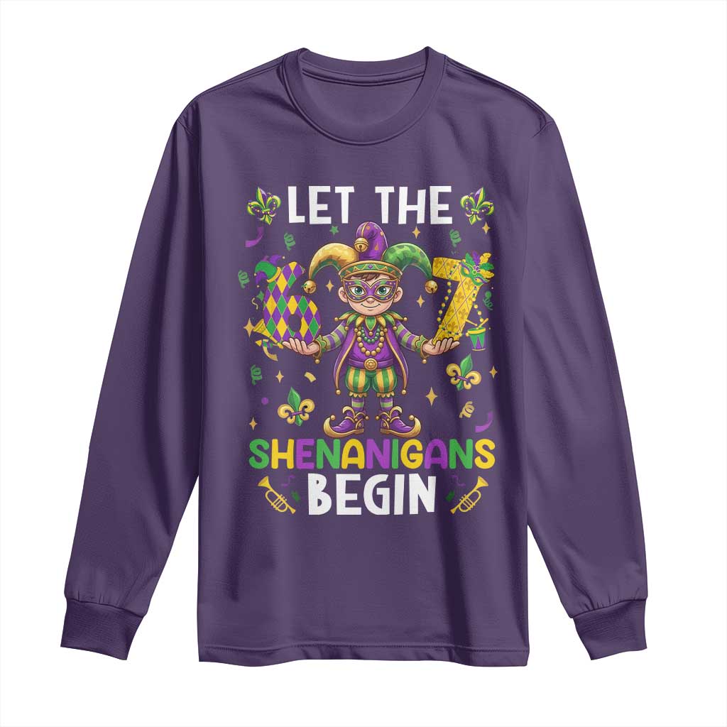 Let The 67 Shenanigans Begin Long Sleeve Shirt Six Seven Meme Mardi Gras TS12 Purple Print Your Wear