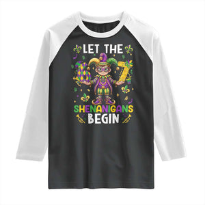 Let The 67 Shenanigans Begin Raglan Shirt Six Seven Meme Mardi Gras TS12 Black White Print Your Wear