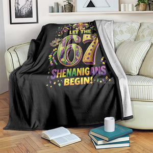 Mardi Gras Six Seven Throw Blanket Let The 67 Shenanigans Begin TS12 Print Your Wear