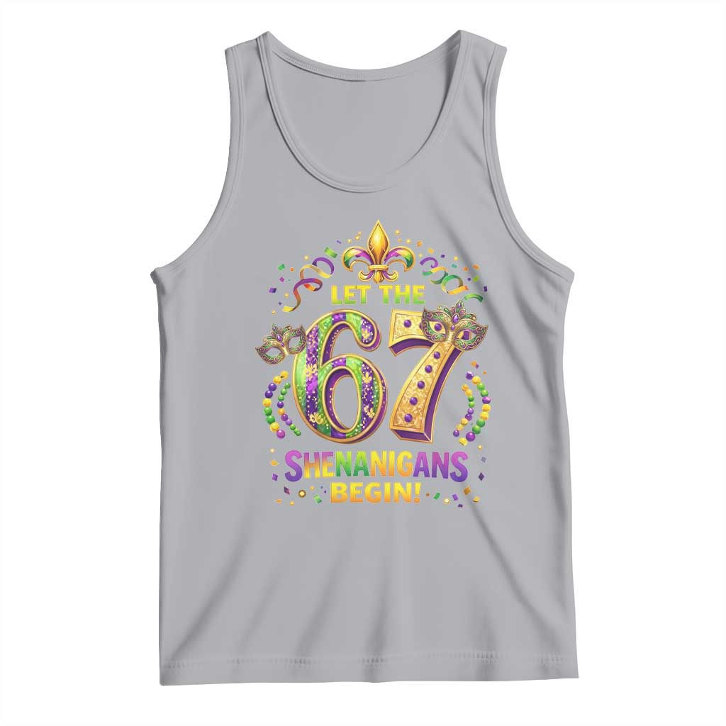 Mardi Gras Six Seven Tank Top Let The 67 Shenanigans Begin TS12 Athletic Heather Print Your Wear