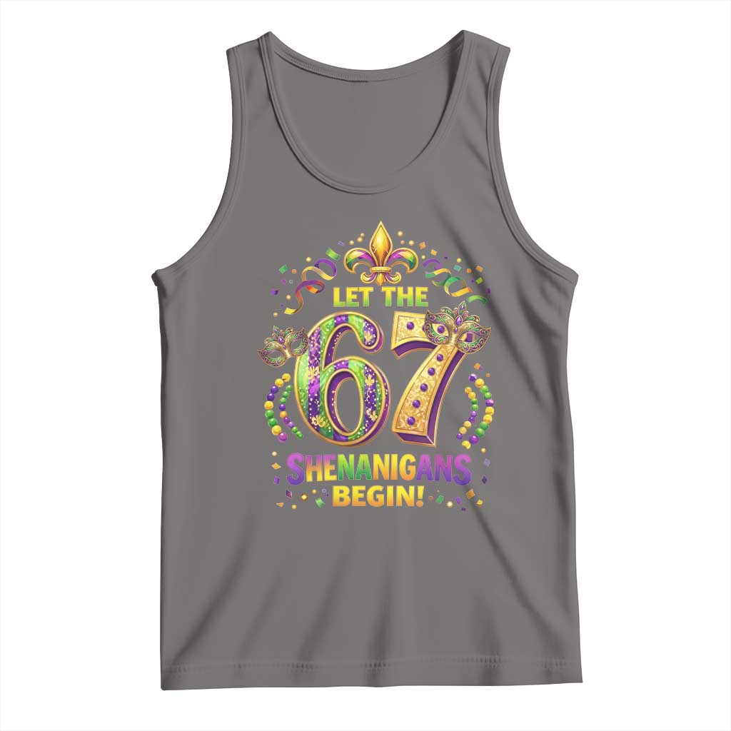 Mardi Gras Six Seven Tank Top Let The 67 Shenanigans Begin TS12 Deep Heather Print Your Wear
