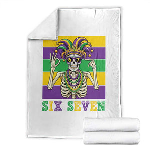 Funny Mardi Gras Skeleton Throw Blanket Six Seven Meme TS12 White Print Your Wear