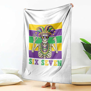 Funny Mardi Gras Skeleton Throw Blanket Six Seven Meme TS12 Print Your Wear