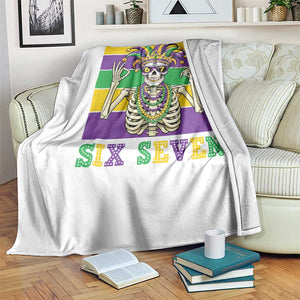Funny Mardi Gras Skeleton Throw Blanket Six Seven Meme TS12 Print Your Wear