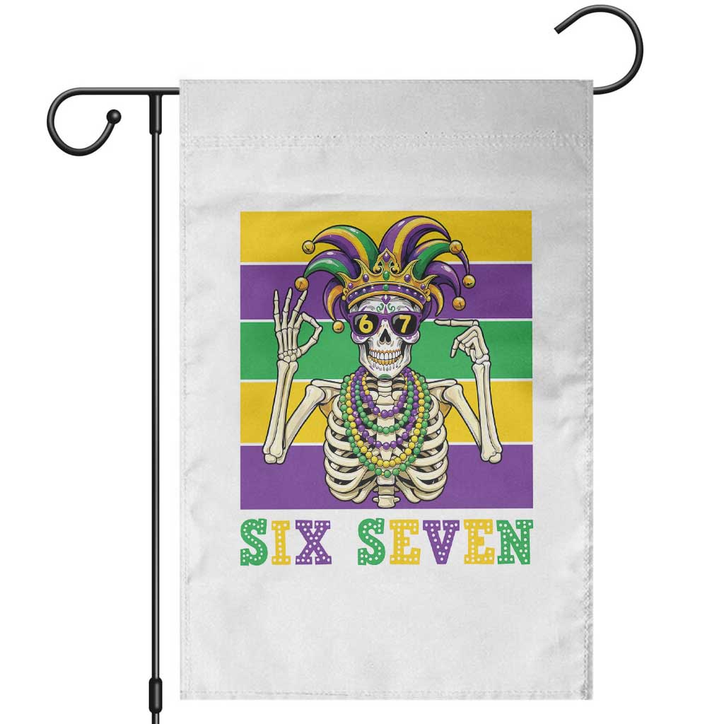 Funny Mardi Gras Skeleton Garden Flag Six Seven Meme TS12 White Print Your Wear