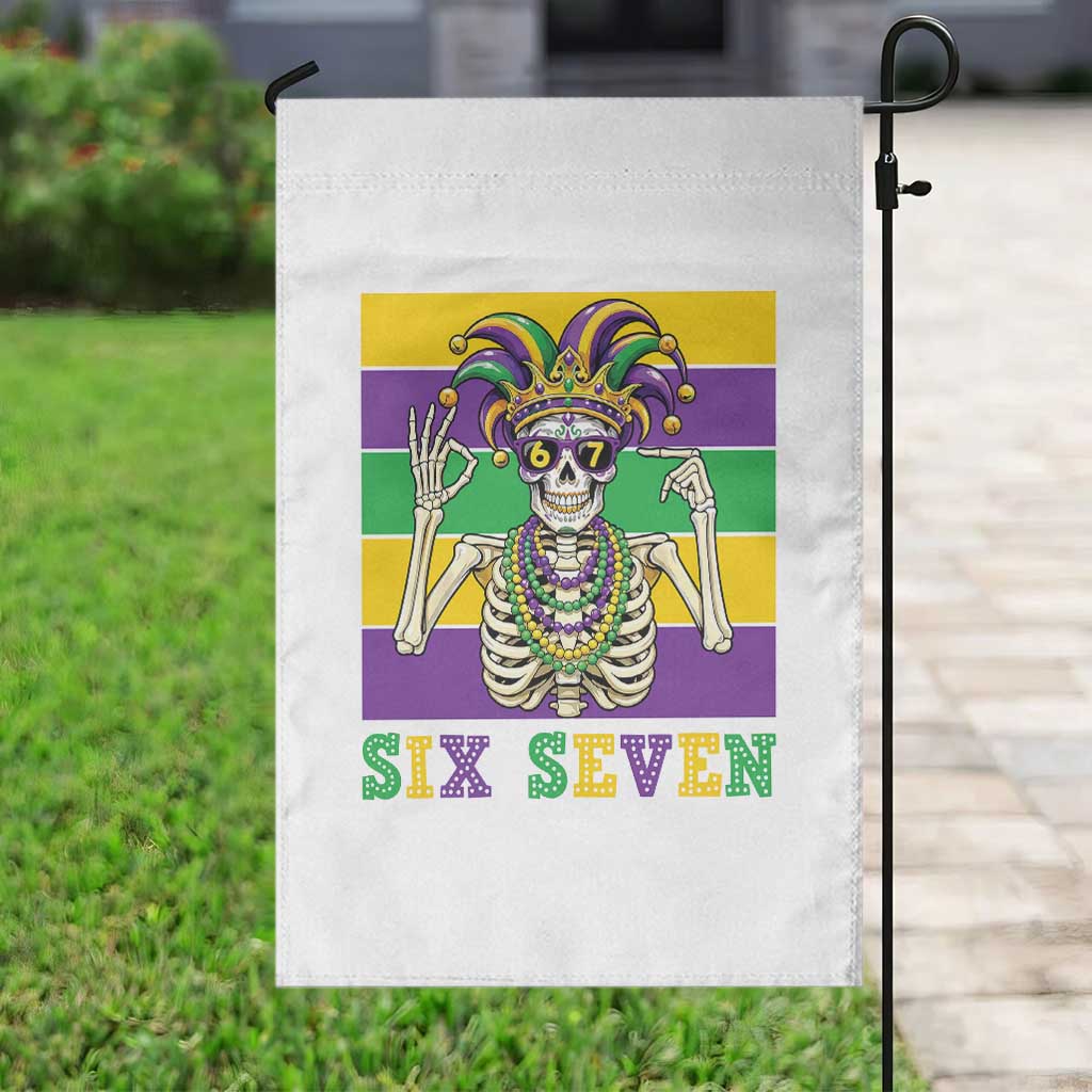 Funny Mardi Gras Skeleton Garden Flag Six Seven Meme TS12 Print Your Wear