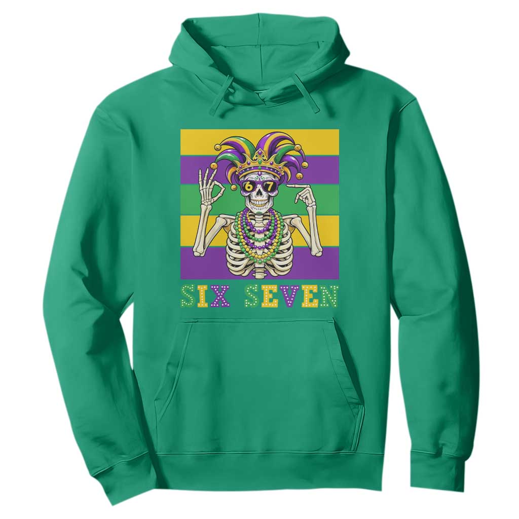 Funny Mardi Gras Skeleton Hoodie Six Seven Meme TS12 Irish Green Print Your Wear