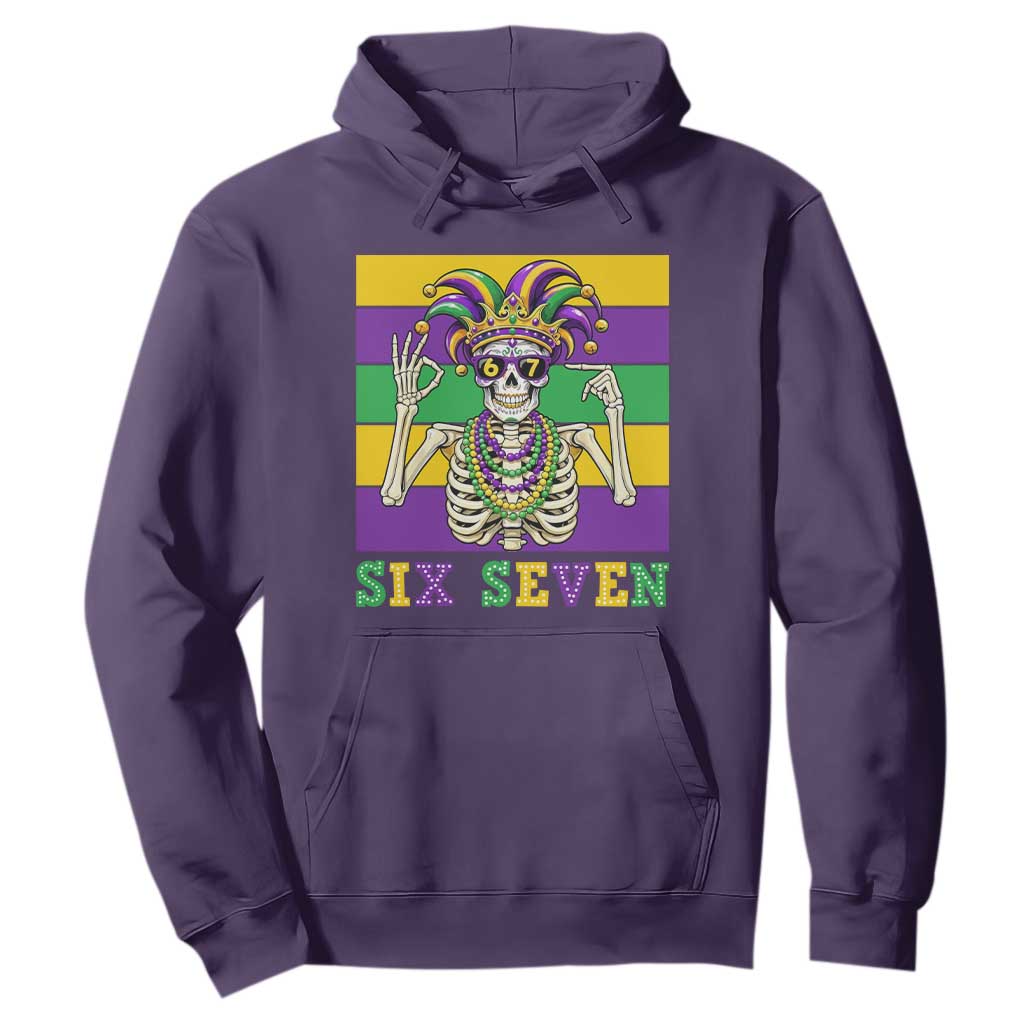 Funny Mardi Gras Skeleton Hoodie Six Seven Meme TS12 Purple Print Your Wear