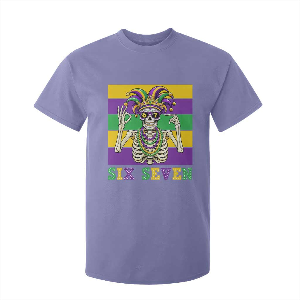 Funny Mardi Gras Skeleton T Shirt For Kid Six Seven Meme TS12 Violet Print Your Wear