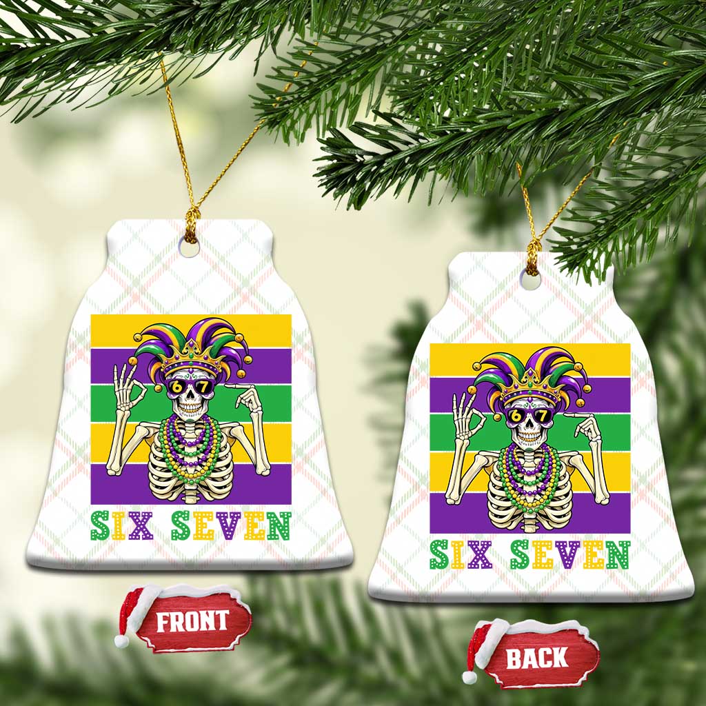 Funny Mardi Gras Skeleton Ceramic Ornament Six Seven Meme TS12 Print Your Wear