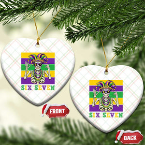 Funny Mardi Gras Skeleton Ceramic Ornament Six Seven Meme TS12 Print Your Wear