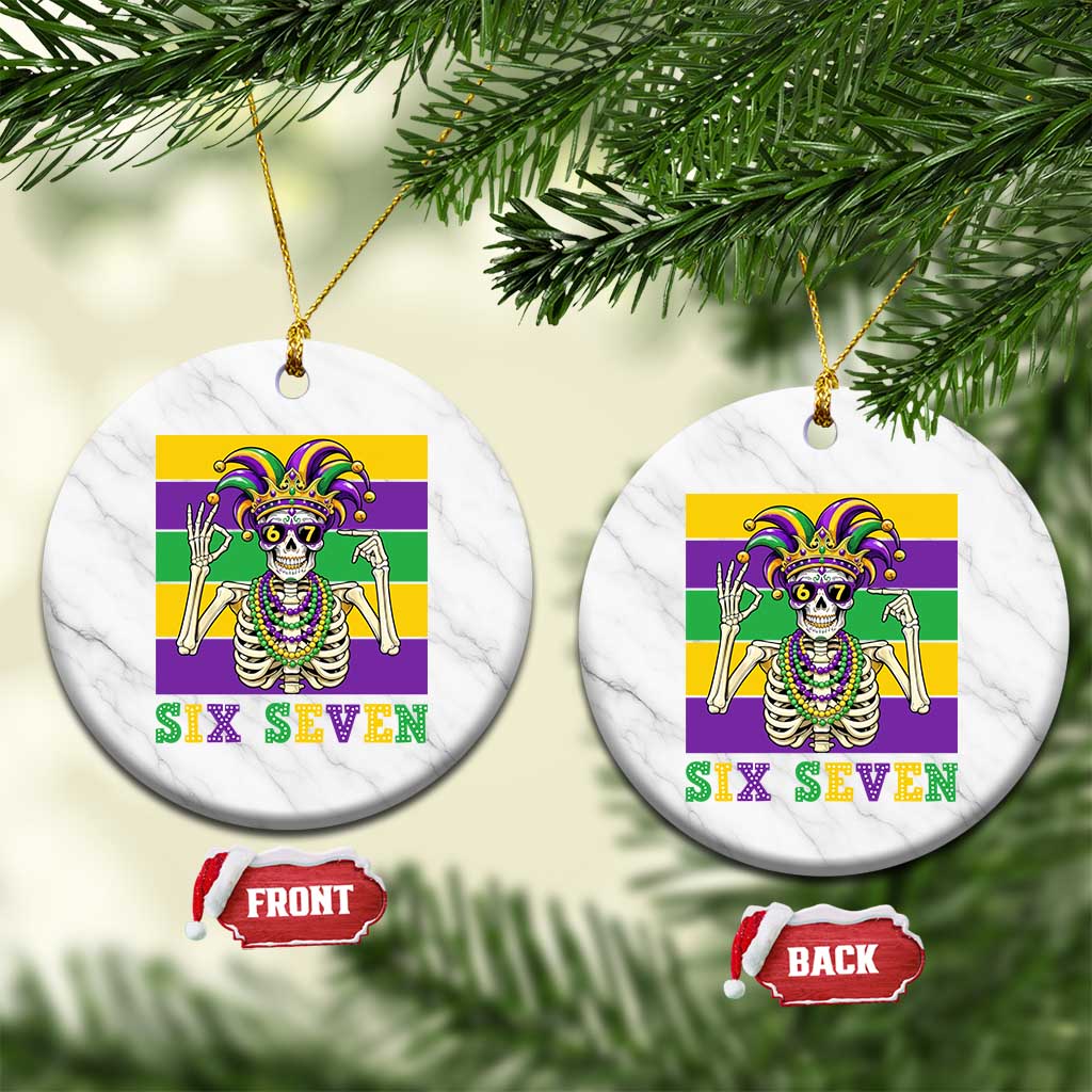 Funny Mardi Gras Skeleton Ceramic Ornament Six Seven Meme TS12 1pc White Marble Print Your Wear