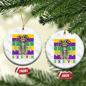 Funny Mardi Gras Skeleton Ceramic Ornament Six Seven Meme TS12 1pc White Marble Print Your Wear